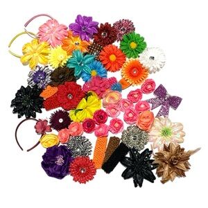 Colorful Kids Adults Hair Accessories LOT Headbands‎ Flowers Clips Ponytails
